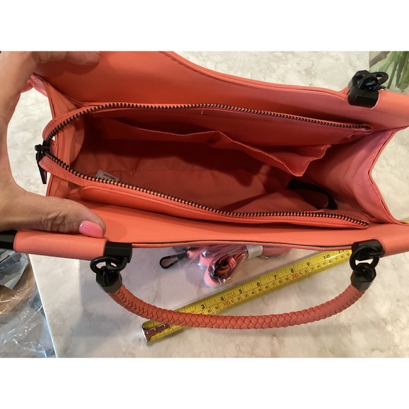 NMD‎ Coral Satchel Bag Braided Handle Crossbody Purse Zip Pocket NEW - Picture 7 of 10